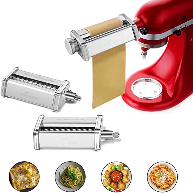 Amazon.com: Pasta Attachment for KitchenAid Stand Mixer Included Pasta Sheet Roller, Spaghetti Cutter and Fettuccine Cutter Pasta Maker Stainless Steel Accessories 3Pcs by Gvode : Home & Kitchen