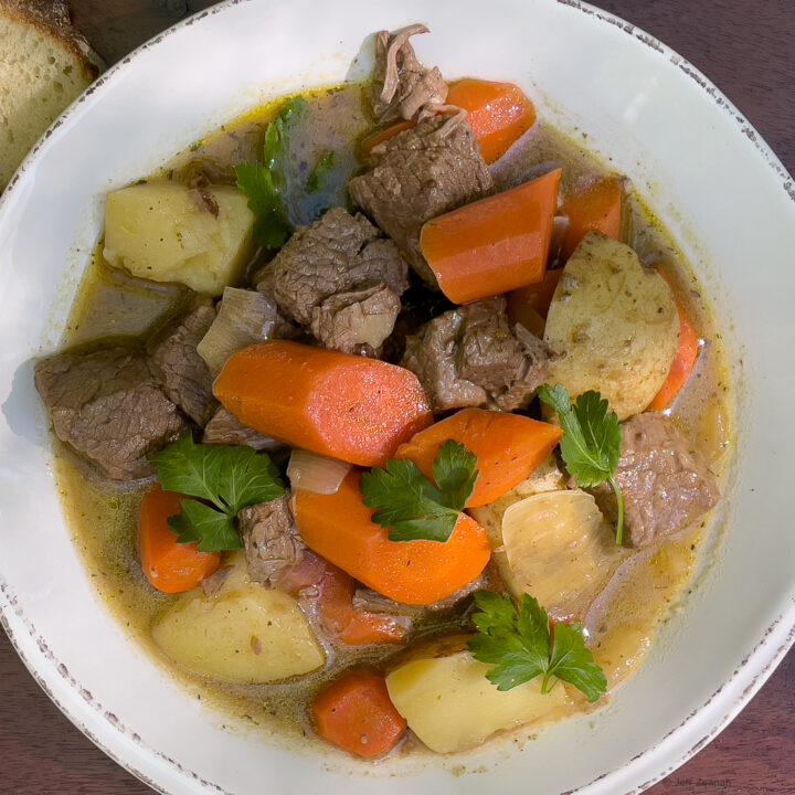 Bowl of Beef Stew With White Wine