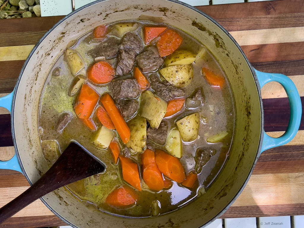 Pot of Beef Stew with White Wine