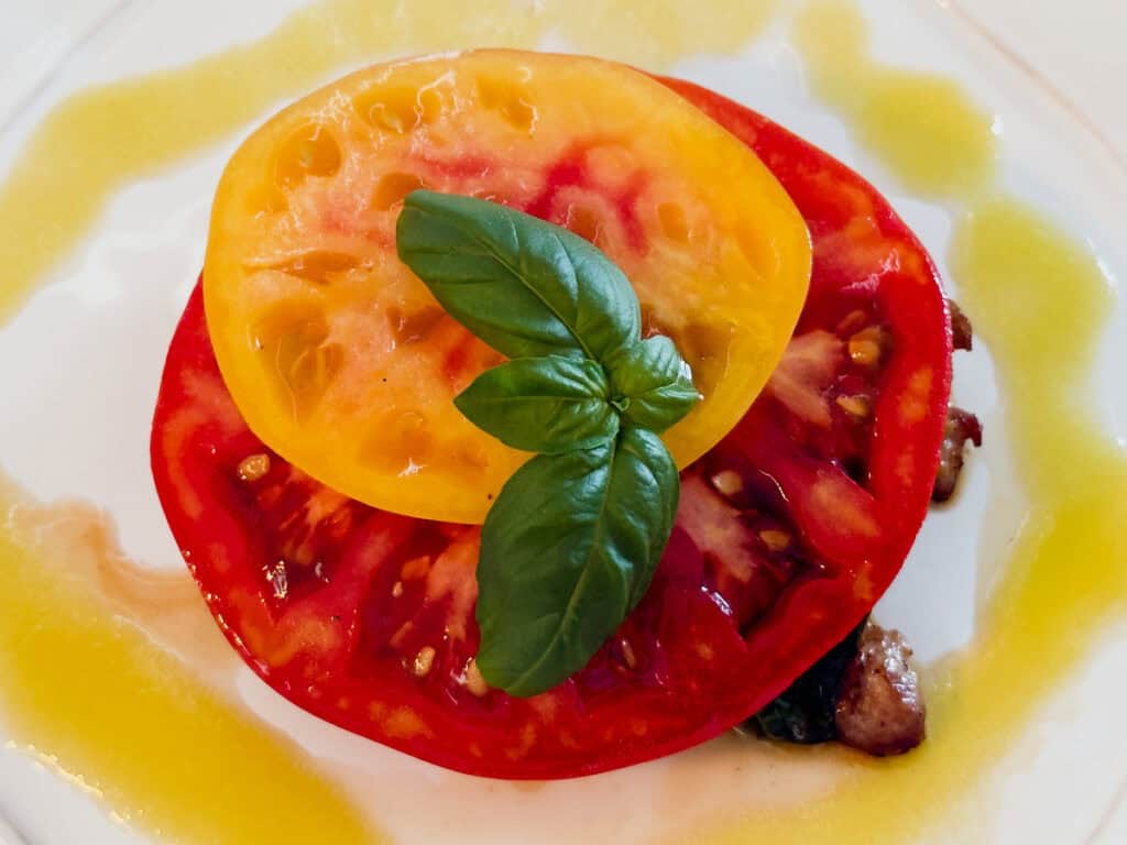 Chicken with Heirloom Tomatoes Plated