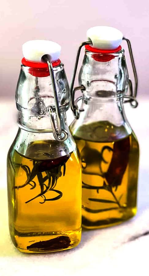 Bottles of Rosemary Chili Oil